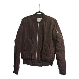 Eleven Paris LA Collection Mens Bomber Jacket Minimalist Size L Maroon